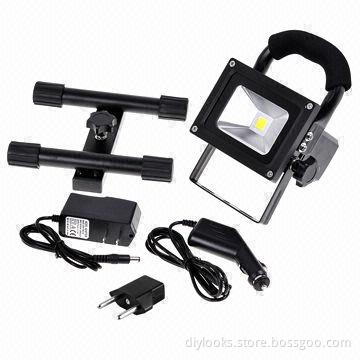 HOT KX-913 Rechargeable Portable 10W/900lm/6,000K LED White Floodlight Lamp (Black)